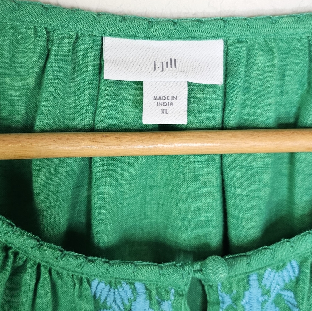 J Jill Linen Modal Blend Embroidered Boho Top XL - Picture 7 of 11